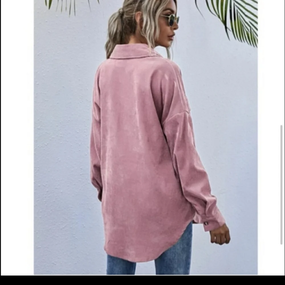 Pink Button Front Corduroy Coat - Picture 6 of 6